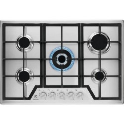 ELECTROLUX KGS7536SX - inbouw gaskookplaat - 5 branders - L 75 x D52cm - RVS - Gietijzeren roosters