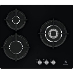ELECTROLUX EGT6633NOK - Gaskookplaat - 3 open haarden - 7900W - L56 x D48 x H4.5cm - Gietijzeren roosters - Zwart